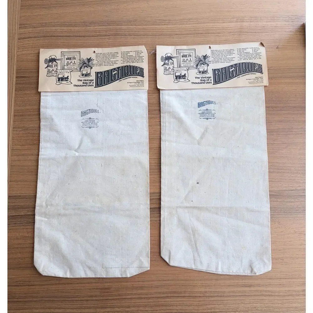 Lot 2 Vtg Bagtiques Linen Bags Jude Pieper Antique Concepts 1981 Advertising